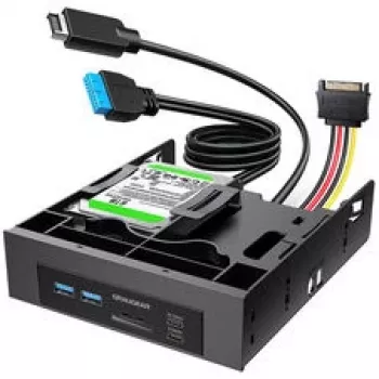 GRAUGEAR USB-hub + kaartlezer frontpaneel met 2,5 inch SSD-frame, zwart