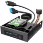 GRAUGEAR USB-hub + kaartlezer frontpaneel met 2,5 inch SSD-frame, zwart
