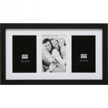 Deknudt S66KA3 Gallery 3x10x15 hout zwart met passe-partout multi-fotolijst