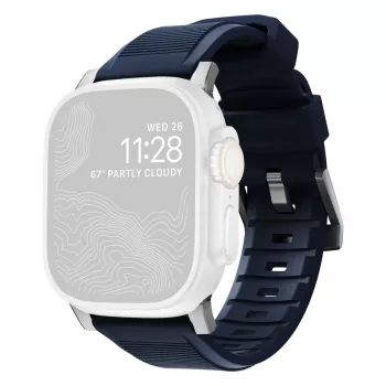 Nomad Rugged Strap Atlantic Blue Connector zilver 42/44/45/49mm