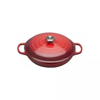 Le Creuset Signature gietijzeren braadpan plat 30 cm kersrood