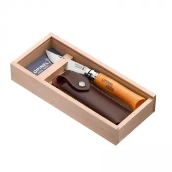 Opinel No. 08 Carbon zakmes met beukenhouten handvat - lemmet van 8,5 cm