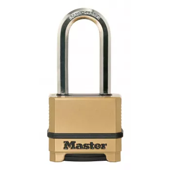 Master Lock 175EURDLH resetbaar 4-cijferig combinatieslot, massief zinken lichaam, gehard stalen lange beugel, 50mm lichaam breedte, 8mm beugeldiameter, 63mm verticale ruimte, 24mm horizontale ruimte, binnen/buiten gebruik