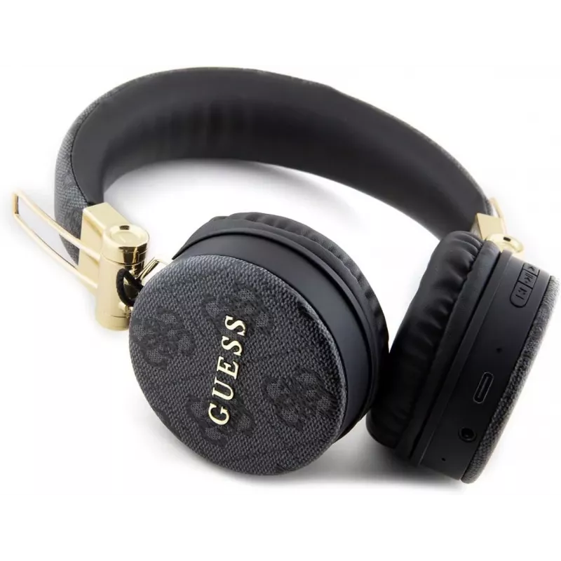 GUESS GUBH704GEMK over-ear Bluetooth-hoofdtelefoon, zwart, 4G metal logo