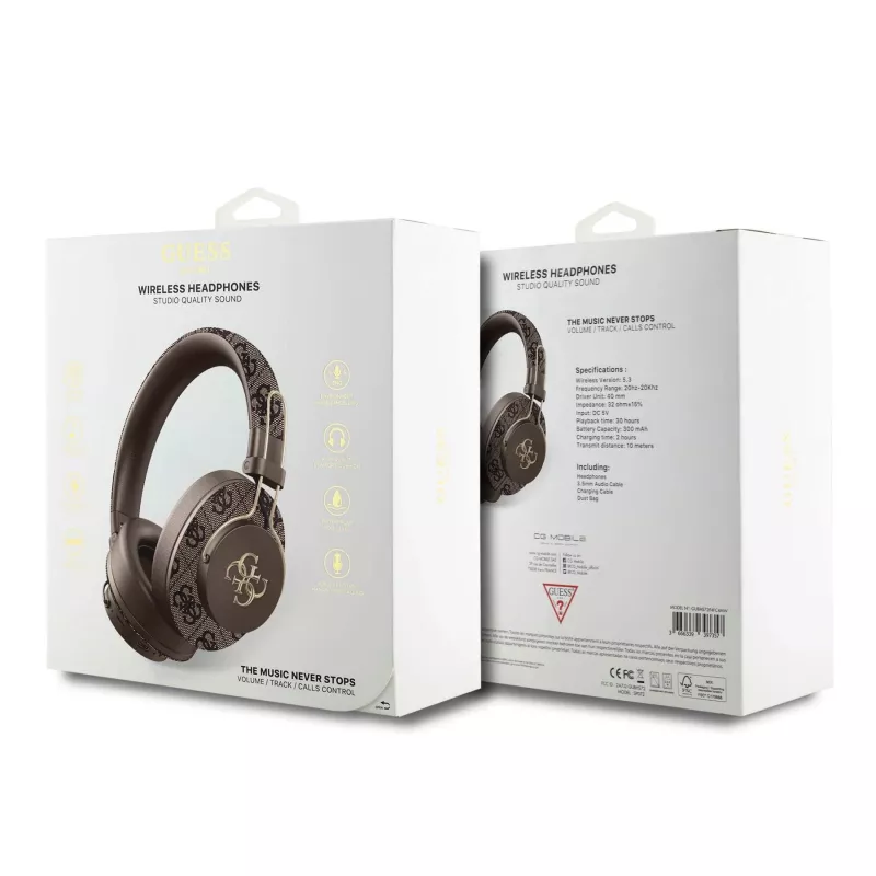 GUESS draadloze Bluetooth-headset 4G metal logo bruin GUBHS72P4FC4MW