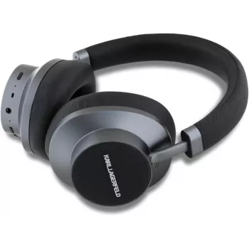 Karl Lagerfeld Saffiano metal logo draadloze Bluetooth on-ear hoofdtelefoon zwart