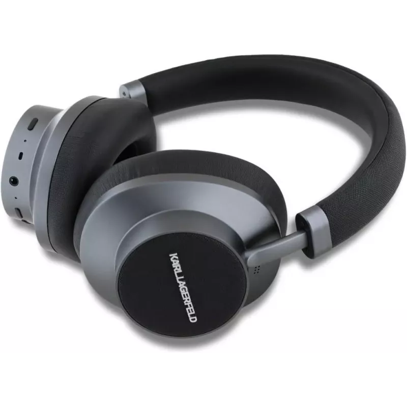 Karl Lagerfeld Saffiano metal logo draadloze Bluetooth on-ear hoofdtelefoon zwart