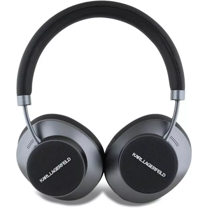 Karl Lagerfeld Saffiano metal logo draadloze Bluetooth on-ear hoofdtelefoon zwart