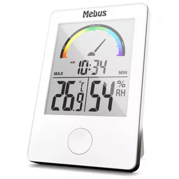 MEBUS 11130 Thermo-hygrometer Wit - Digitale temperatuur- en vochtigheidsmeter met LCD-display