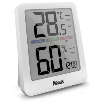 Mebus 40928 Thermo-hygrometer Wit Binnen Buiten temperatuur luchtvochtigheid monitor met LCD display