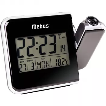 Mebus 42425 Projectiewekker - Digitaal LCD, 12/24h, temperatuur, Zwart/Grijs
