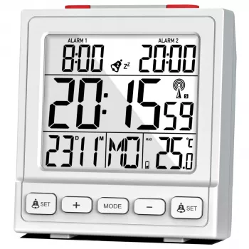 MEBUS 56813 Digitale wekker - Wit - Rechthoekig - 12/24h - °C/°F