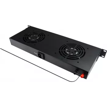 GoodConnections 19 inch Digitale ventilatie-eenheid met twee ventilatoren, thermostaat en alarmfunctie (GC-N0163)