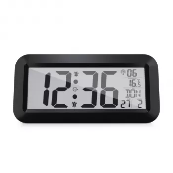 MEBUS 14116 radiografische wandklok met groot LCD-display, zwart