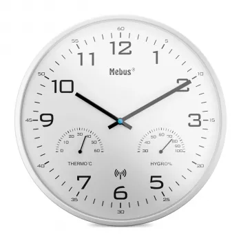 MEBUS 52841 radiografische wandklok, zwarte rand, witte wijzerplaat, 30 cm