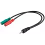 Goobay 3,5mm klink adapterkabel, 4-polig TRRS stekker naar 3-polig TRS bus, 15 cm, zwart