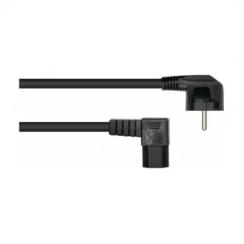 Kabelmeister stroomkabel Schuko-stekker type E+F 90° haaks naar IEC C15 rechts haaks - 1,8m zwart
