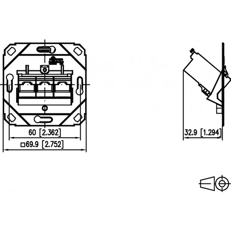 METZ CONNECT E-DAT Module 3 Port UP0 Cat.6A RJ45 shielded field-terminable connector