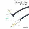 ShiverPeaks audio 3,5mm jackkabel, haaks/recht 0,7m - zwart