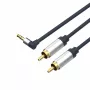ShiverPeaks Flexline 3,5mm jackstekker naar 2x RCA audiokabel, haakse stekker, 0,75m, zwart