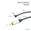 ShiverPeaks Flexline 3,5mm jackstekker naar 2x RCA audiokabel, haakse stekker, 0,75m, zwart