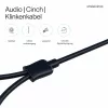 ShiverPeaks Flexline 3,5mm jackstekker naar 2x RCA audiokabel, haakse stekker, 0,75m, zwart