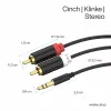 ShiverPeaks audio 3,5mm jack naar 2x RCA stereo audiokabel 1,5m verguld zwart