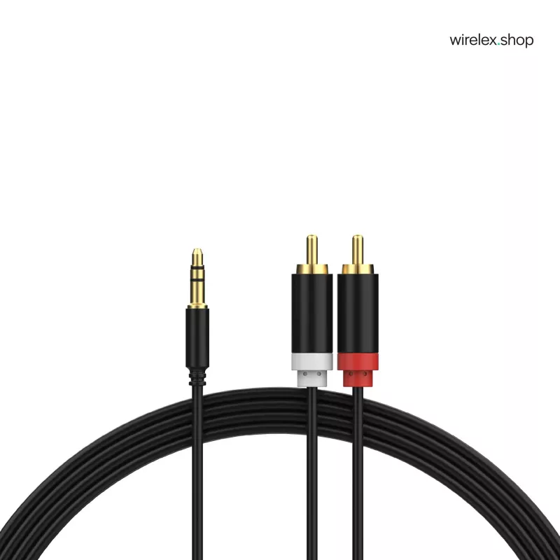 ShiverPeaks audio 3,5mm jack naar 2x RCA stereo audiokabel 1,5m verguld zwart