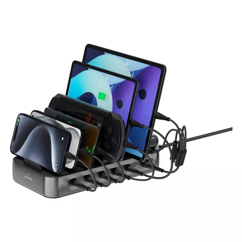 4smarts laadstation Team 100W 5C/1A met 6 kabels, zwart