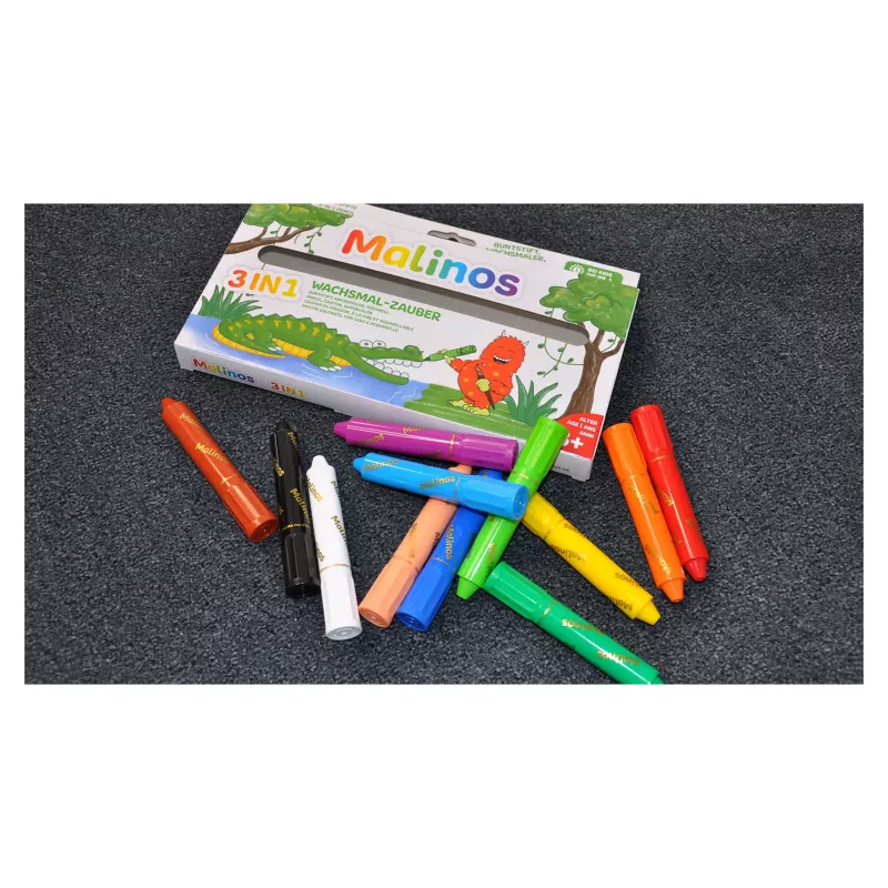 Malinos waskrijt Magic Drawing 12 kleuren 3+