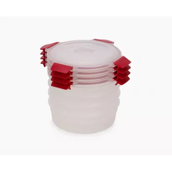 Joseph Joseph Nest Lock 4-delige rode 1L ronde levensmiddelenbakjes-set