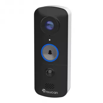 Toucan Draadloze Videodeurbel met Chime V3 - 1080p Full HD, 180° Groothoek, Nachtzicht, Tweewegcommunicatie, PIR-bewegingsdetectie, IP56, Zwart