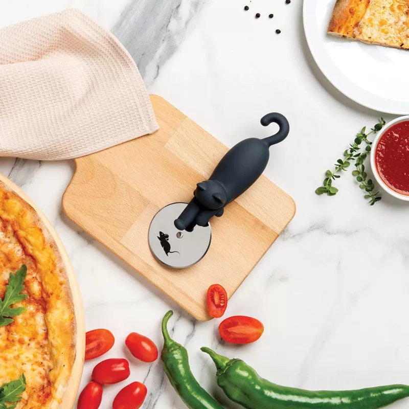 OTOTO Kitty Cut pizzasnijder - zwart-wit kattendesign
