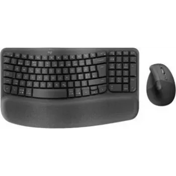 Logitech Wave Keys en Lift combo - draadloze ergonomische toetsenbord- en muisset - Bluetooth LE, 2,4 GHz - QWERTY - Noordse layout - grafiet