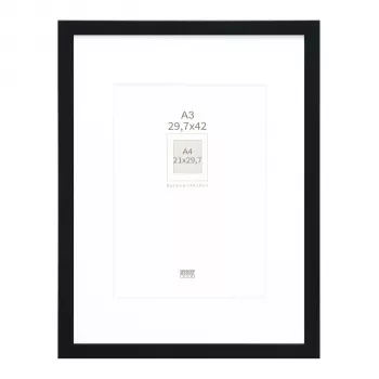 Deknudt S66KF2 P1 DIN A3 29,7x42 houten fotolijst zwart met passe-partout