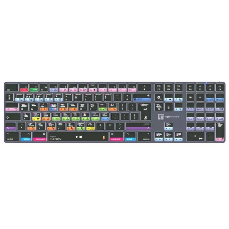 Logickeyboard FL Studio TITAN Toetsenbord voor Mac - USB bedraad - Zwart met kleurgecodeerde toetsen