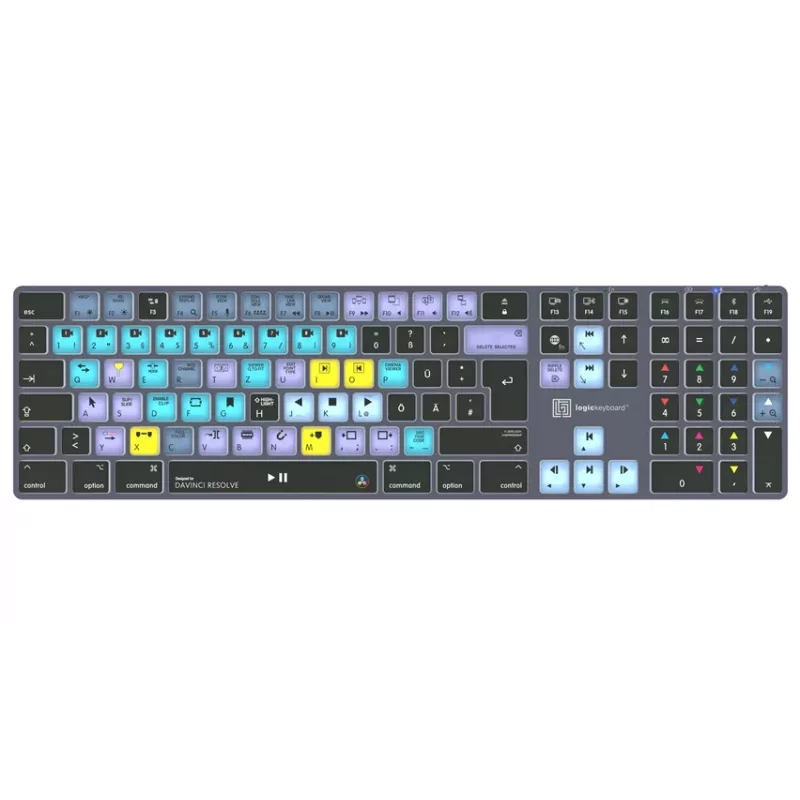 Logickeyboard DaVinci Resolve Classic Titan DE (Mac) - Duitse indeling, bedraad USB, montagetoetsenbord met verlichting