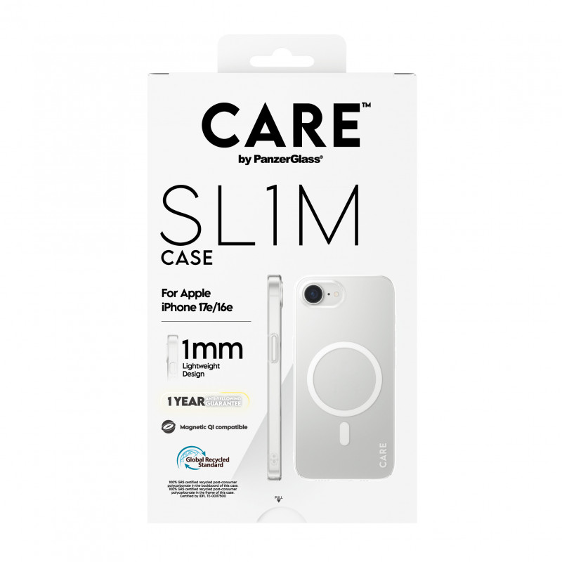 CARE by PanzerGlass SL1M Case transparant met MagSafe voor iPhone 16e / 17e (CR59610)