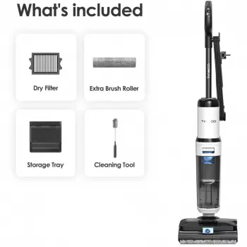 Tineco Floor One S6 Stretch Steam Plus 2-in-1 nat-/droogzuiger, wisser & stoomreiniger, accu, 35 min looptijd, 0,8L schoonwatertank, 0,72L vuilwatertank, zelfreiniging, lcd-display, iLoop-sensor, 180° plat te leggen, voor harde vloeren
