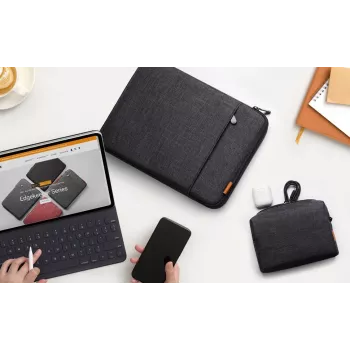 Inateck 13,3 inch laptopsleeve met accessoirevak, zwart-grijs