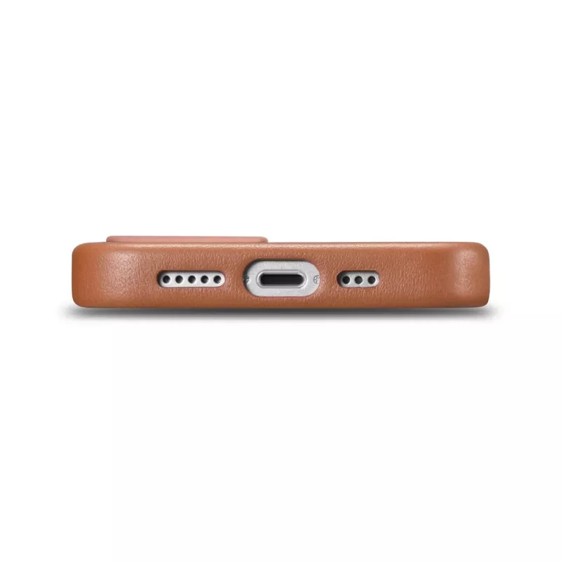 iCarer Case Leather echt lederen case voor iPhone 14 Plus bruin (MagSafe-compatibel)