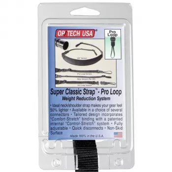 OP TECH Super Classic Strap Pro Loop camerariem zwart neopreen nylon leer 6,8 kg 109,2 cm