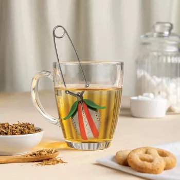 OTOTO Tea Trap thee-ei - groen/rood - roestvrij staal & kunststof - 160 mm