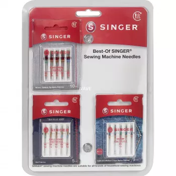 SINGER Best-Of Needles A5-pack - universele naaimachinenaalden, 5 stuks, maten 70/10, 80/12, 90/14