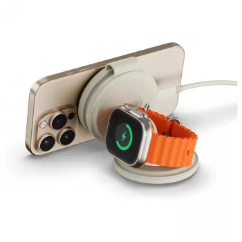 Satechi OntheGo 3-in-1 draadloze oplader met Qi2, zand, 15W, ST-QTG31W