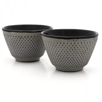 Bredemeijer theekopjes Jang 78x53mm, gietijzer, grijs, set van 2