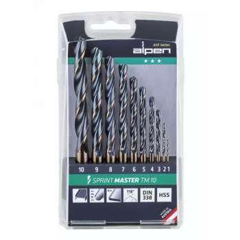 ALPEN-MAYKESTAG Alpen Sprint Master TM 10 1-10x 10 borenset, 10-delig, HSS-G, 1-10 mm, metaalcasette