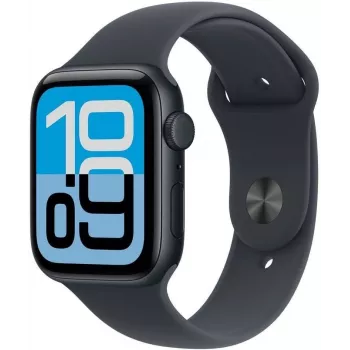 Apple Watch SE 3 GPS 44mm Midnight aluminium behuizing met Midnight Sport Band M/L
