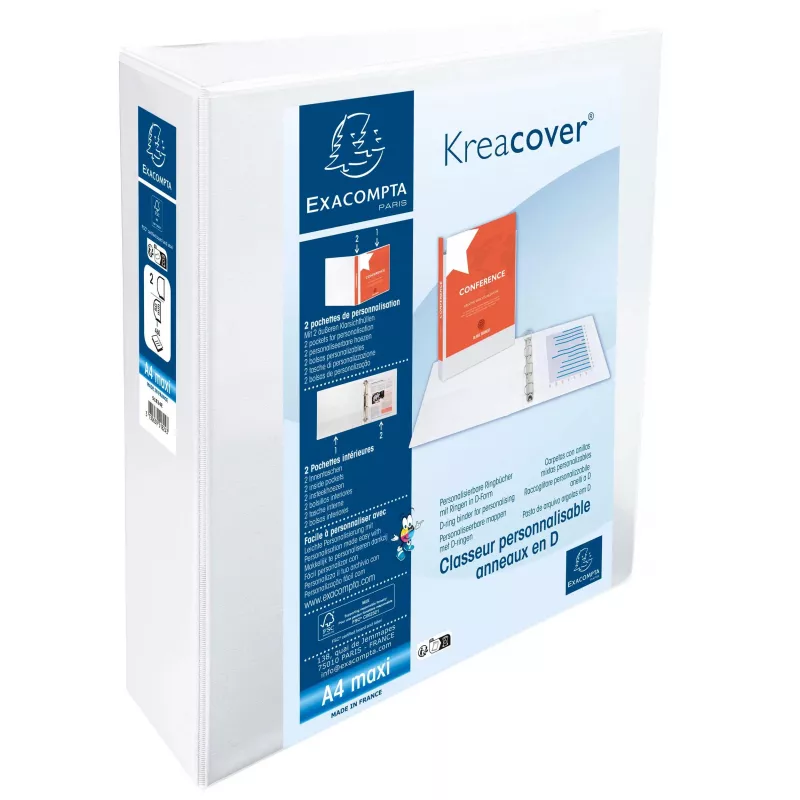 Exacompta presentatie-ringband A4 Maxi wit 2 D-ring 8700232