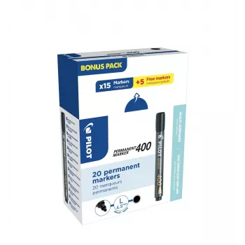 PILOT PEN 400 permanente marker zwart 1,0 - 4,0 mm, 15+5 gratis (20 markers)